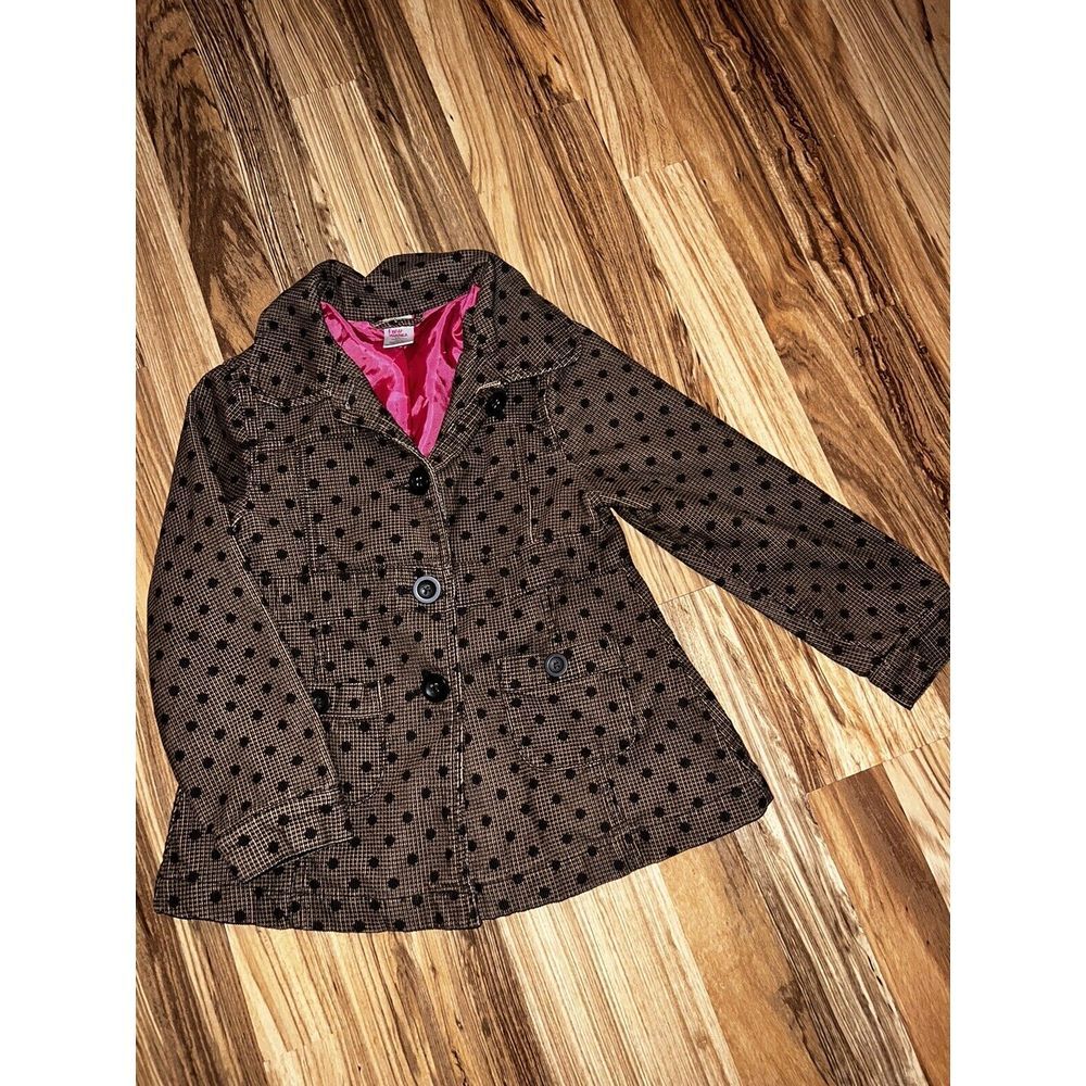 Gymboree Girls Jacket Coat Sz 6 Brown Polka Dot Vintage VTG